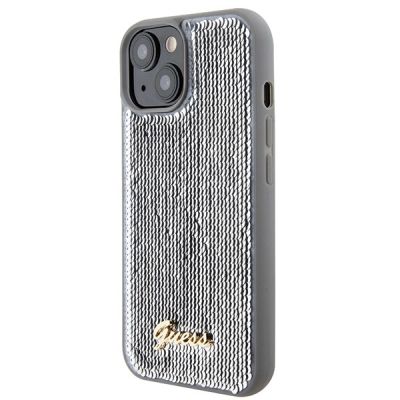 2. Guess Sequin Script Metal case for iPhone 15 - silver