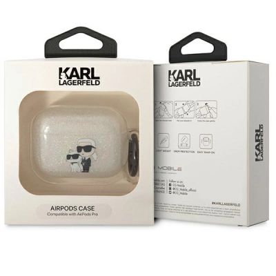 3. Karl Lagerfeld KLAPHNKCTGT Airpods Pro cover transparent Gliter Karl&Choupette
