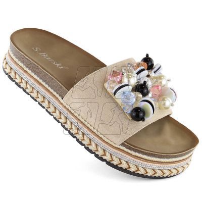 S.Barski W OLI260 beige platform flip-flops with beads