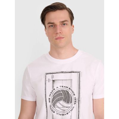 4. Men's regular t-shirt with volleyball print 4F 4FRAW25TTSHM3236-10S