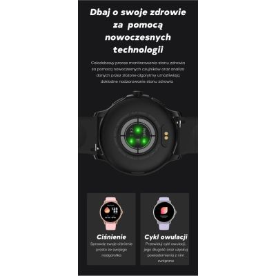 20. GRAVITY GT12-1 Women's Smartwatch Black Silicone Strap + Black Bracelet