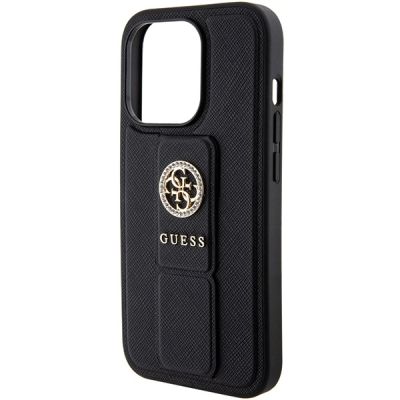 5. Guess Grip Stand 4G Saffiano Strass case for iPhone 15 Pro Max - black