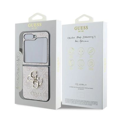 8. Guess Leather 4G Metal Logo Case for Samsung Galaxy Z Flip 6 - Pink