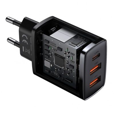 4. BASEUS 2XUSB WALL CHARGER, USB-C (BLACK)