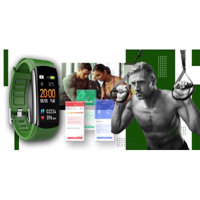 6. Smartwatch GIEWONT Black and Green 2 Straps GW200-5