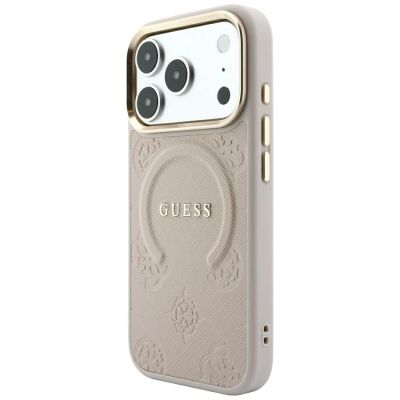 2. Guess Saffiano Peony & Ring MagSafe Case for iPhone 17 Pro Max / 18 Pro Max - Pink