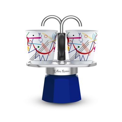 Bialetti Mini Express Kandinsky Moka Pot Blue, Silver