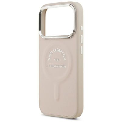 6. Karl Lagerfeld Embossed Open Ring RSG Logo MagSafe Case for iPhone 17 Pro / 18 Pro - Pink