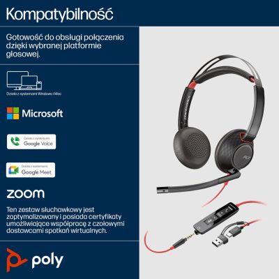 49. POLY Blackwire 5220 8X231AA Over-Ear Headphones