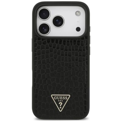 3. Guess Croco Triangle Logo MagSafe Case for iPhone 18 Pro Max / 17 Pro Max – black