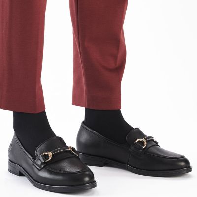 6. Women's leather moccasin shoes black Rieker 46262-01
