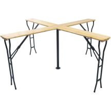WOODEN CROSS-BANDED FOLDABLE PICNIC BAR TABLE