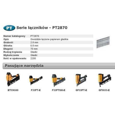BOSTITCH nails PT 33` 2.8 x 70mm 2200 pcs.