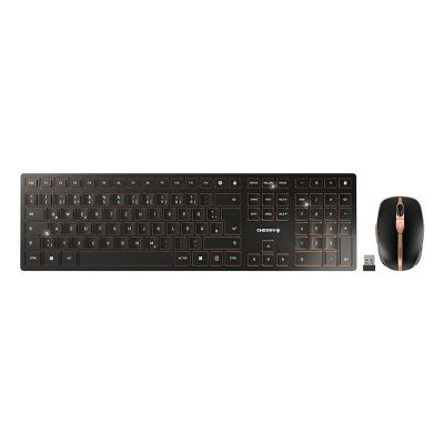 CHERRY DW 9100 SLIM Keyboard Mouse Included Universal RF Wireless + Bluetooth QWERTZ German Black