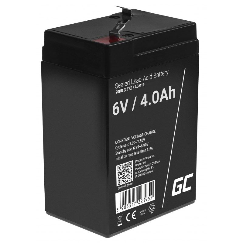 GREEN CELL GEL BATTERY AGM15 6V 4AH