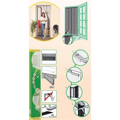 54. DOOR MOSQUITO NET 100X220 SLAT POLYESTER + VELCRO TAPE