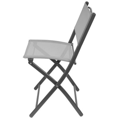 6. BALCONY FURNITURE SET ROUND TABLE AND 2 FOLDING CHAIRS GRAY