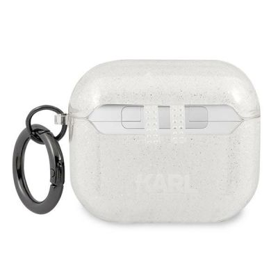 2. Karl Lagerfeld Glitter Karl's Head case for AirPods 3 - silver