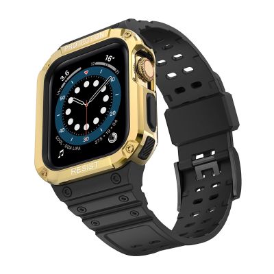 2. Protect Strap Band for Apple Watch 38/40/41mm Armored Case Strap - Black, Gold
