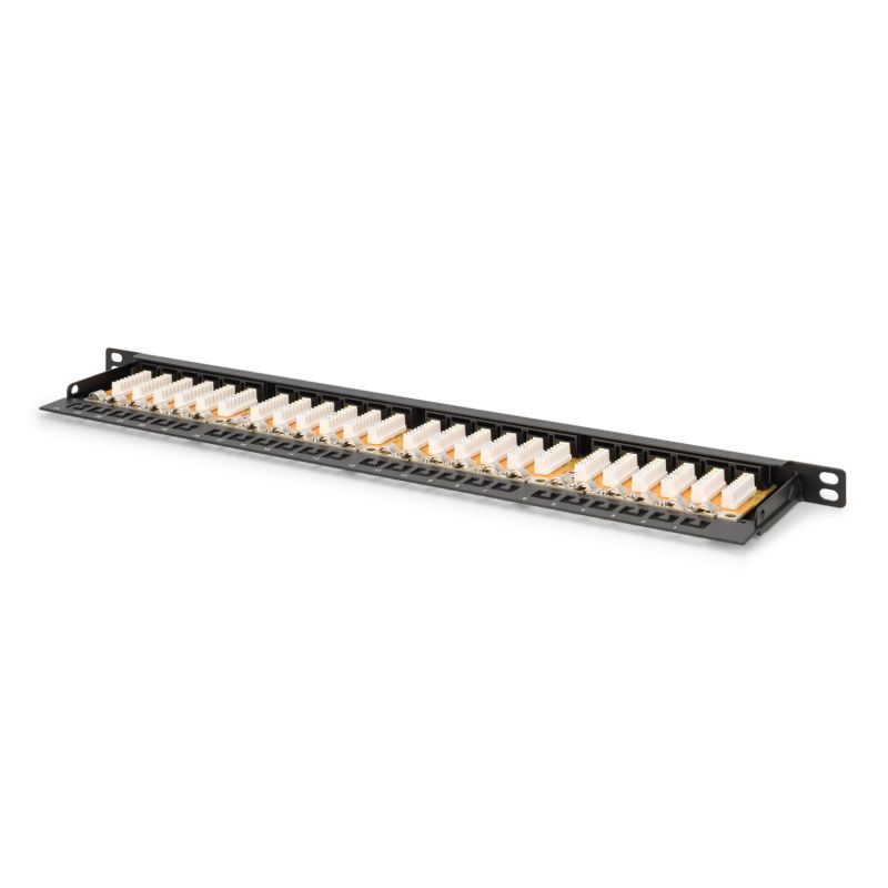 20. Digitus High-Density Patch Panel 19" 24 x RJ45, LSA horizontal, Cat. 6, unshielded, 0.5U, black, cable guide