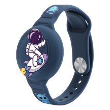 AirTag Case Silicone Wristband for Kids - Navy Blue with Astronaut