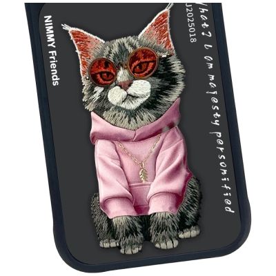 5. Nimmy Glasses Cool Cat Case for iPhone 17 Pro Max - Black