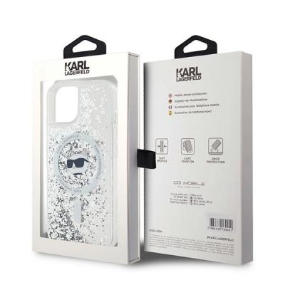 8. Karl Lagerfeld Liquid Glitter Choupette Head MagSafe case for iPhone 15 / 14 / 13 - transparent