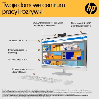 5. HP AiO 27-cr0204nw Ryzen 7 7730U 27.0"FHD IPS 300nits AG 16GB DDR4 3200 SSD512 Radeon Vega 8 LAN Cam1080p+IR NoOS Shell White Shell White 2Y