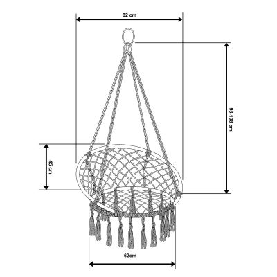11. OPENWORK HAMMOCK HANGING CHAIR STORK'S NEST 80x60CM DARK GREY