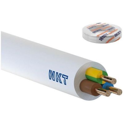 YDY 3X 2.5 ŻO NKT WHITE INSTALLATION CABLE ROUND WIRE 450/750V CLASS 1