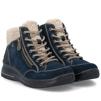 10. Waterproof comfortable navy leather lace-up boots Rieker L7701-14