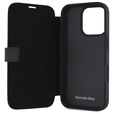 7. Mercedes Leather Wood Imitation iPhone 16 Pro Max Case - Black