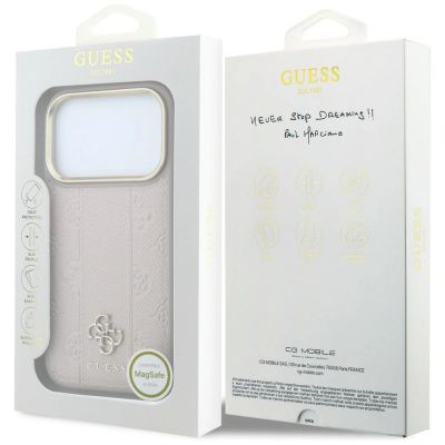 8. Guess Stripe Peony 4G Logo MagSafe Case for iPhone 17 Pro Max / 18 Pro Max - Pink