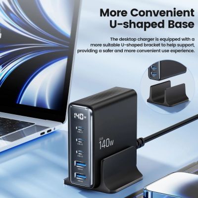 4. Tech-Protect DC140W-GAN 5-PORT PD140W/QC3.0 Charging Station - Black