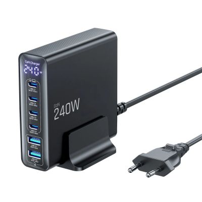 3. Tech-Protect DC240W-GaN Charging Station 6 Ports 4 x USB-C 2 x USB-A 240W QC3.0 - Black