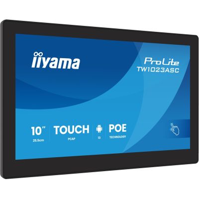 iiyama TW1023ASC-B3P signage display kiosk 25.6 cm (10.1") Wi-Fi 385 cd/m² WXGA Black Touchscreen Built-in processor Android 24/7