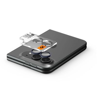 5. Spigen Optik Pro Glas.tR EZ Fit 2-Pack Tempered Glass Camera Screen Protector for iPhone Duo - Navy Blue