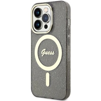 2. Guess GUHMP14LHCMCGK iPhone 14 Pro 6.1" black/black hardcase Glitter Gold MagSafe