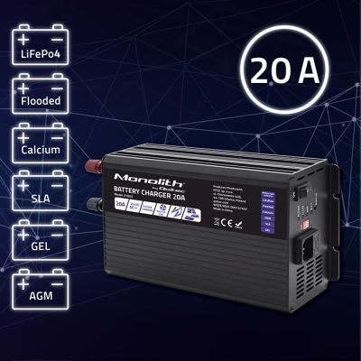 3. Monolith Smart Charger for LiFePO4 AGM GEL SLA Batteries 20A 24V