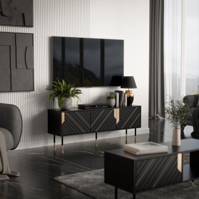 3. 3D TV cabinet MOUNTAIN 154x40x55 black + gold