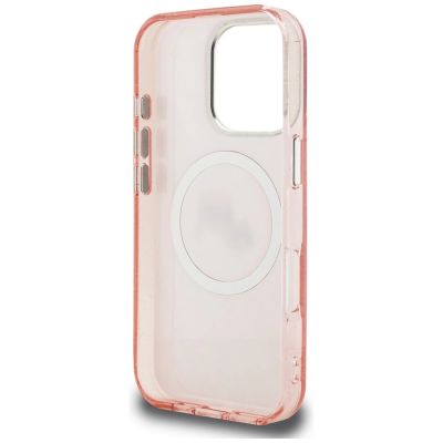 7. Karl Lagerfeld IML Glitter Karl & Choupette Heads Logo MagSafe Case for iPhone 16 Pro - Pink