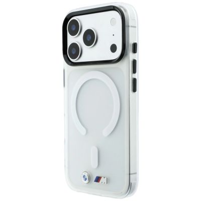 2. BMW M IML Frosted Metal Logo & Trims MagSafe Case for iPhone 18 Pro / 17 Pro - Transparent