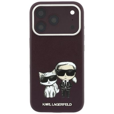 3. Karl Lagerfeld Smooth Karl & Choupette Bodies Sketch MagSafe case for iPhone 18 Pro / 17 Pro - burgundy