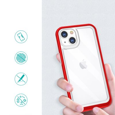 2. Clear 3in1 case for iPhone 13 mini gel cover with frame red