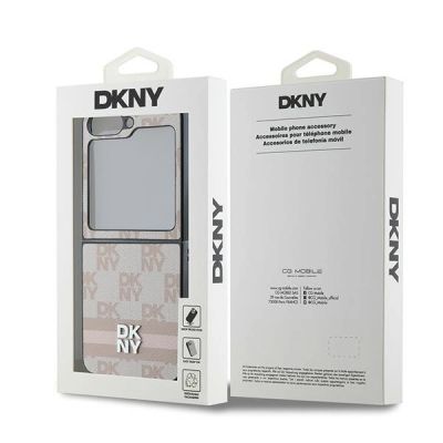 8. DKNY Checkered Pattern Printed Stripes Case for Samsung Galaxy Z Flip 6 - Pink