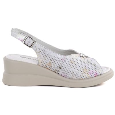 2. Women's leather wedge sandals gray Vinceza 26-79614