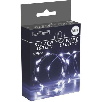 BATTERY-OPERATED WIRE LAMPS GARLAND 100 LED COOL WHITE