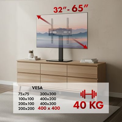 13. MACLEAN UNIVERSAL TV STAND, FOR TV CABINET, STAND, MAX. 40KG, MAX. VESA 400X400, HEIGHT AND ANGLE ADJUSTMENT MC-1240