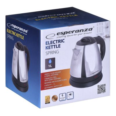 13. ESPERANZA ELECTRIC KETTLE SPRING 1.0 L SILVER EKK116S
