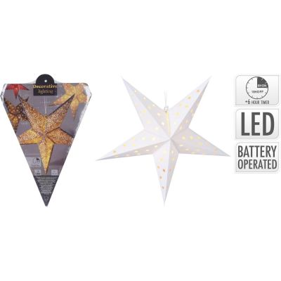 6. DECORATIVE PAPER STAR WITH LED ILLUMINATION 60CM WHITE TIMER